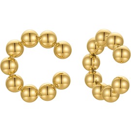 EF ENFASHION Geometric Ball Circle C-Shaped Ear Cuffs Punk Clip on Earrings for Women Men Ear Cuff Gift