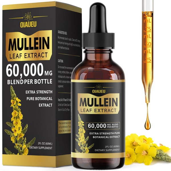 Mullein Drops for Lungs, Natural Mullein Leaf Extract, Respiratory Support