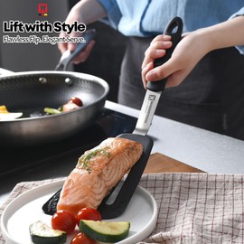 WAGENSTEIGER Silicone Head Food Turner, Non-Scratch Heat-Resistant Cooking Spatula, Flexible Beveled Edges, Soft Touch Ergonomic Grip, Long & Large Design (375mm / 14.76 Inch)