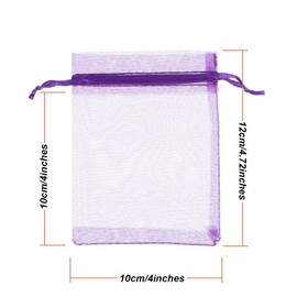 Mudder 50 Pack Organza Gift Bags Wedding Party Favor Bags Jewelry Pouches Wrap, 4 x 4.72 Inches (Dark Purple)