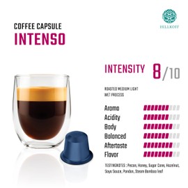 Hillkoff Intenso Coffee Capsules from Northern Thailand Single-Serve Aluminum Coffee Capsules.