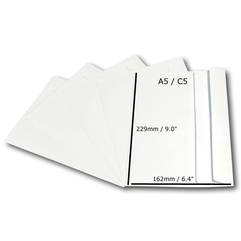 EPOSGEAR® A5/C5 Plain White Self Seal Wallet Envelopes 229mm x