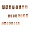 Square Press on Nails Short Fake Nails with Designs Leopard