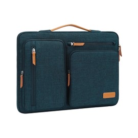 MOSISO 360 Protective Laptop Sleeve Compatible with MacBook Air 13 inch M3 M2 M1 2024-2018 / Pro 13 inch 2024-2016 / Surface Pro 9/8/7/6/X/5/4/3,Side Open Bag with 4 Zipper Pockets&Handle, Teal Green