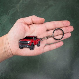 FOUR WHEEL BEAST Chevy Keychain Compatible with Chevy Silverado 1500 Accessories - Truck Men Key Fob (Red)