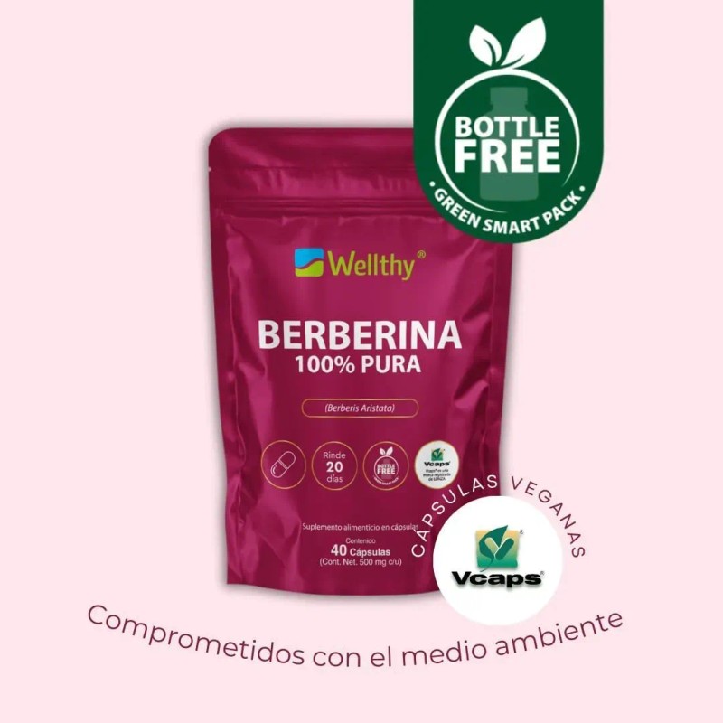 Wellthy Berberina Pura Cápsulas 100 Berberis Aristata Sabor