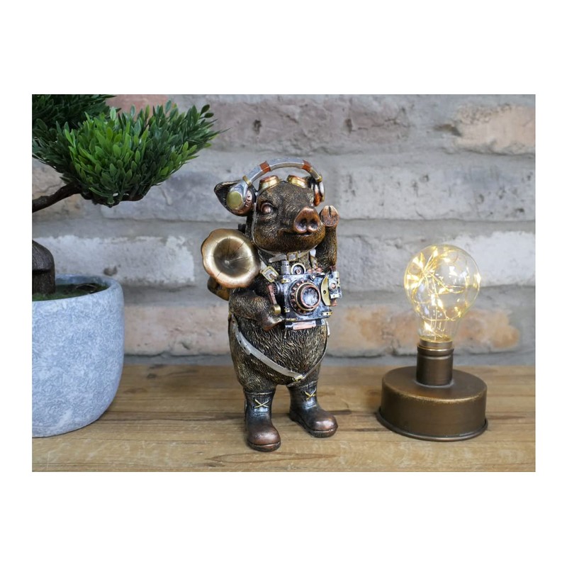 Venture Vehicles Ltd Steampunk Style Gold Pig Decorative Ornament |