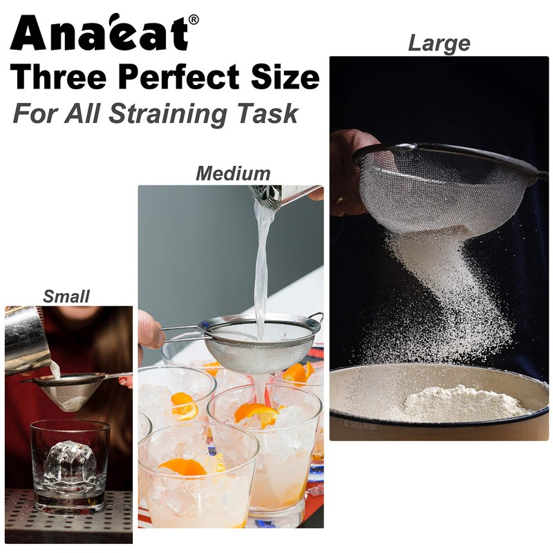 Anaeat Fine Mesh Strainers - Premium Stainless Steel Colander Sieve