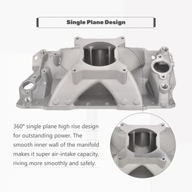 Aluminum High Rise Intake Manifold Single Plane by GESEXI - Compatible with 1957-95 Small Block Chevy SBC 350 400