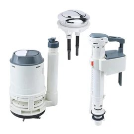T Tulead Toilet Tank Parts Replacement Toilet Dual Flush Valve 7" Height, Fill Valve,Push Button, Fill Valve Thread Dia: G1/2, Flush Valve Dia: 3"