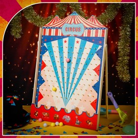 Fulmoon Carnival Game Circus Theme Party Game Disk Drop Game with 8 Disks Fun Wood Family Board Game for Carnival Party Decorations Birthday Party Supplies Activities(30 x 17.7 Inch)