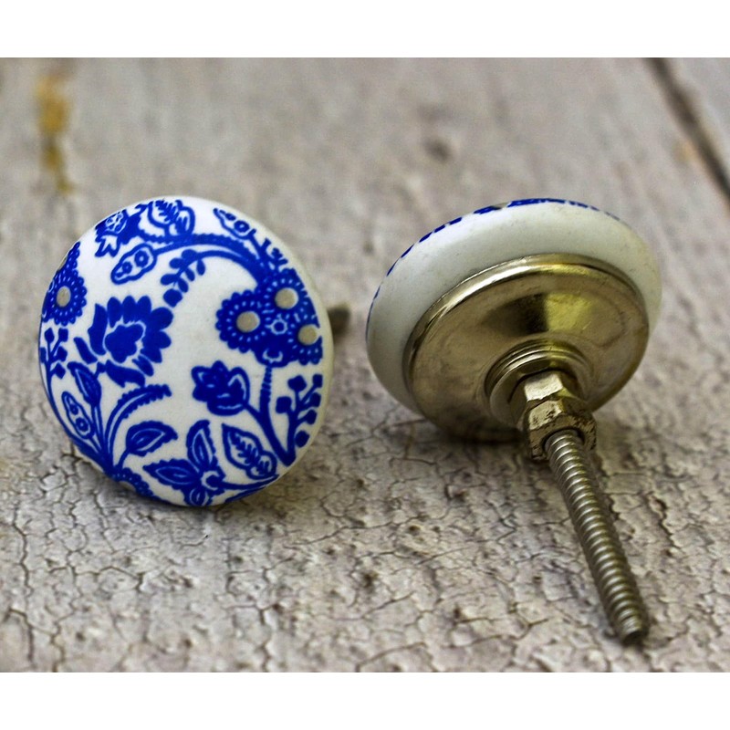 ARTISNO Set of 10 Colorful Blue Ceramic Knobs for Kitchen