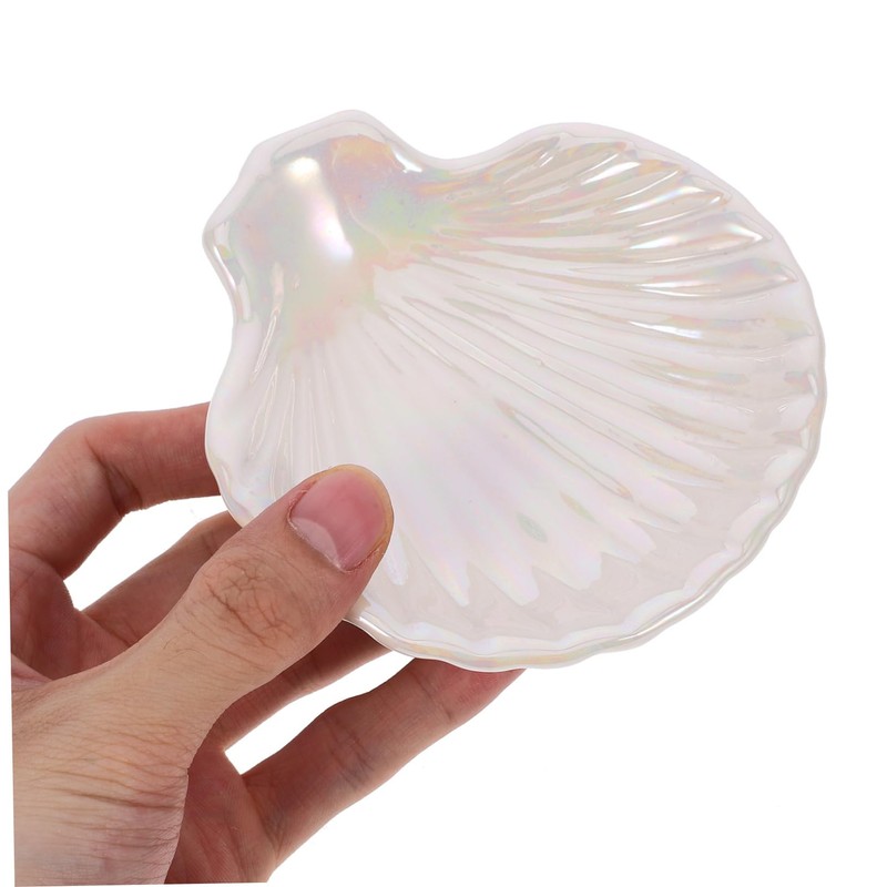 Ciieeo Ceramic Shell Shaped Jewelry Dish Trinket Holder for Rings
