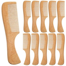 Domensi 10 Pcs Bamboo Hair Comb Bulk Natural Handmade Wooden Comb Set Anti Static Detangler Anti Frizz Bamboo Tooth Combs Hairs Growth for Beard Musta