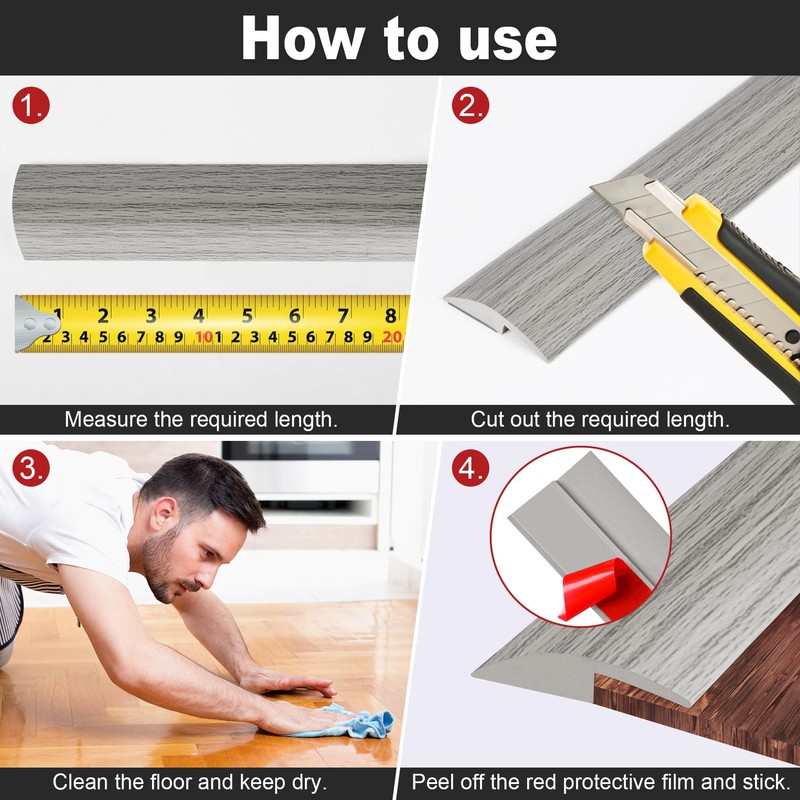 20Ft Carpet Floor Transition Strip, Self Adhesive Floor Edging Trim