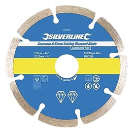 Silverline 633624 Concrete and Stone Cutting Diamond Blade 125 x 22.23 mm Segmented Rim