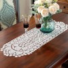 auons White Lace Table Runner Dresser Scarf Crochet Elegant Macrame
