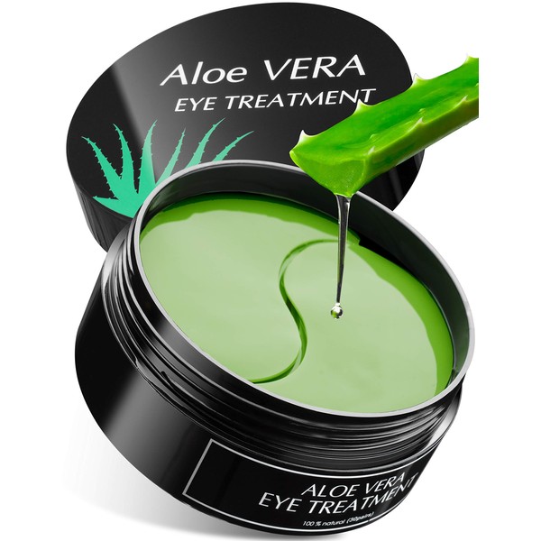 Aloe Vera Eye Treatment Mask ( 30 Pairs ) Reduces Puffiness, Wrinkles, Puffy and Bags Under Eyes, Lightens Dark Circles, Undereye Patches Moisturizes and Anti Aging Skin, Hydrogel Pads with Collagen