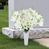 CUQRY Artificial Cemetery Flowers with Vase -2 Set of White