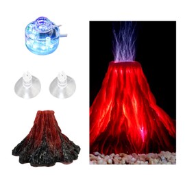 Begonia Aquarium Volcano Decorations Set, Aquarium Ornaments with LED Bubble Light, Aquarium Ornament Fish Tank Decor, Aquarium Accessories (Air Pump Not Included)