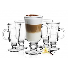 6 Irish Coffee Glasses with Handle Latte Macchiato Glass