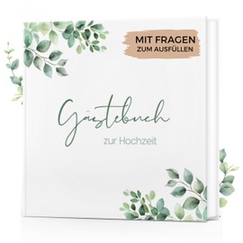 memoriecation Wedding Guest Book with Questions to Fill In – Wedding Guest Book for Your Dream Wedding – Wedding Guest Book, Wedding Album, Wedding Gift – Eucalyptus White