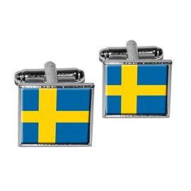 GRAPHICS & MORE Sweden Swedish Flag Square Cufflink Set - Silver