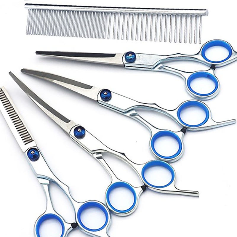 Dog Grooming Scissors Kit Stainless Steel Comfortable Adjustable Screw Professional