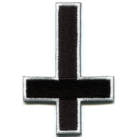 Satanic Inverted Upside Down Cross Demonic Occult Witch DIY Embroidered Applique Iron-on Patch S-1194