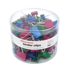Office Depot® Brand Binder Clip Combo Pack, Assorted Sizes, Assorted Colors, Pack of 200