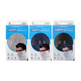 Dongsan Aero Mesh Multi-Pro M: Earloop Cooling Mask, Sun Protection Head Cover, Mesh Scarf - Black 4ea
