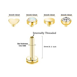 Gnoliew 16G 316L Stainless Steel Labret Monroe Lip Ring Studs Cartilage Helix Tragus Nose Piercing (A6,8mm(18G))