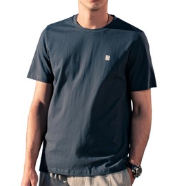 Men's Pure Cotton T-Shirt, Classic Round Neck Short Sleeved Top，Mens Crew Neck T Shirts deep Blue X-Large