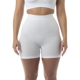 Farmacell 302 (White, L/XL) Women's push-up anti-cellulite control mid-thigh shorts