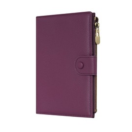 WASON Genuine Leather Passport Cover Travel Wallet – Passport Holder Slot with Zipper Pocket for lD, Boarding Pass,Ticket, Cash, SD Card, Travel Essentials for Men and Women (Purple)