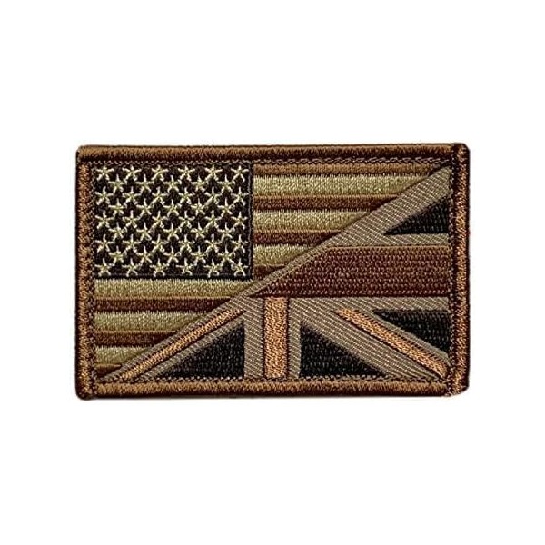 USA UK Flag Subdued Embroidered British USA Flag Hook Fastener