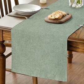 Artoid Mode Sage Green Autumn Table Runner, Seasonal Washable Kitchen Dining Table Table Decoration Indoor Holiday Party Decor 40 x 240 cm