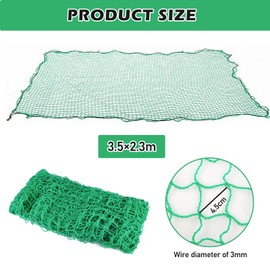 MEYAGOT Trailer Net, 2.3 m x 3.5 m Load Securing Net, Trailer Net with Elastic Band, Thickness 3 mm, Cover Net for Trailers with Edge Cord, Weatherproof Load Safety (Green)