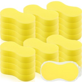 Vesici 24 Pack Bulk Large Sponges for Washing Cars Cleaning Supplies High Foam Cleaning Washing Sponge Pad for Car Boat Bike with Individual Vacuum Compressed Packing (Bright Yellow)