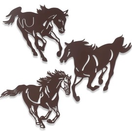 3 Pcs Metal Horse Wall Art Decor Rustic Western Running Horse Decoration Wild Wall Decor Equestrian Father's Day Gift Cowboy Dad 3D Picture for Home Bedroom Bathroom Outdoor 9. 2 x 8. 5 Inches