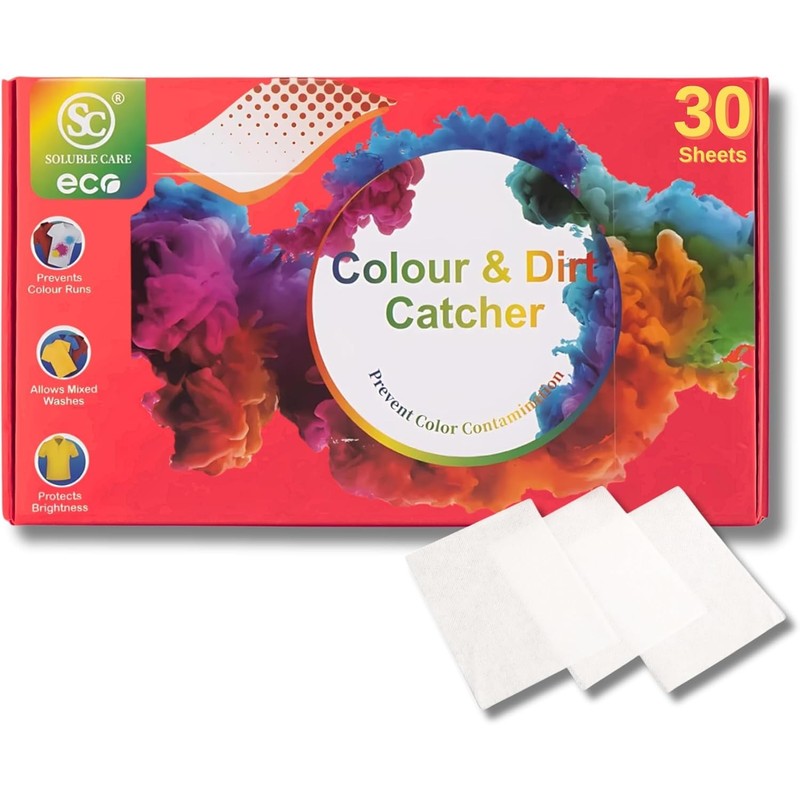 SOLUBLE CARE: Color & Dirt Catcher Laundry Sheets, 30 Sheets