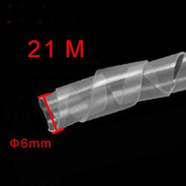 17M PE Polyethylene Spiral Wire Wrap Tube PC Manage Cable Outside Dia M8 Black (White, Dia 6MM-Length21M)