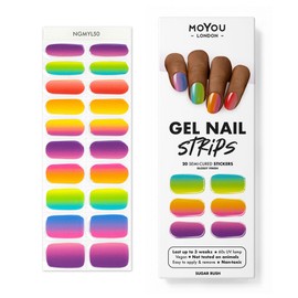 MOYOU LONDON Semi Cured Gel Nail Strips Gradient Ombre 20 Pcs. UV Gel Nail Wraps for Salon-Quality Manicure, Easy to Apply, Trim, & Remove