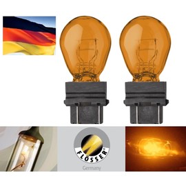 Flosser Incandescent 3757NA 3757A T25 27/7W 375701 Amber Turn Signal Light Bulbs Replacement Lamp (Pack of 2) Made in Germany