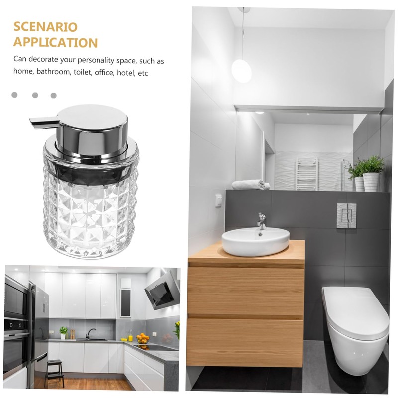 Mobestech Hand Soap Dispenser with Pump Elegant Diamond Patterned Refillable