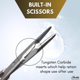 TC Olsen Hegar Needle/Suture Holder Drivers with Tungsten Carbide (TC) Inserts & Gold Rings Ratchet Locking Handle Stainless Steel Instrument Multifunction Hemostat with Scissors (5.5 Inch)