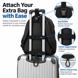 Luggage Connector Strap for Travel – Nylon Bag Holder Belt for Attaching Backpacks & Small Bags to Suitcases