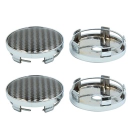 sourcing map Pack of 4 Clips, 60 mm Diameter, Wheel Tyre Hub Cover with Carbon Fibre Pattern, Universal Plastic, Replacement, Silver Tone, Black