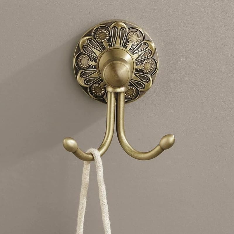 KWQKEM European Vintage Solid Brass Double Hook – Antique Bronze