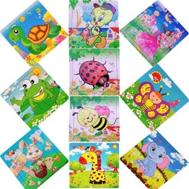 Puzzles Educational Toys, Wooden Puzzles, Montessori Educational Toys, Bacolos, Wooden Toys, Animal Shape Puzzle, Set of 10, 16 Pieces, Jigsaw Puzzle, Educational Toys for Ages 6 and Up